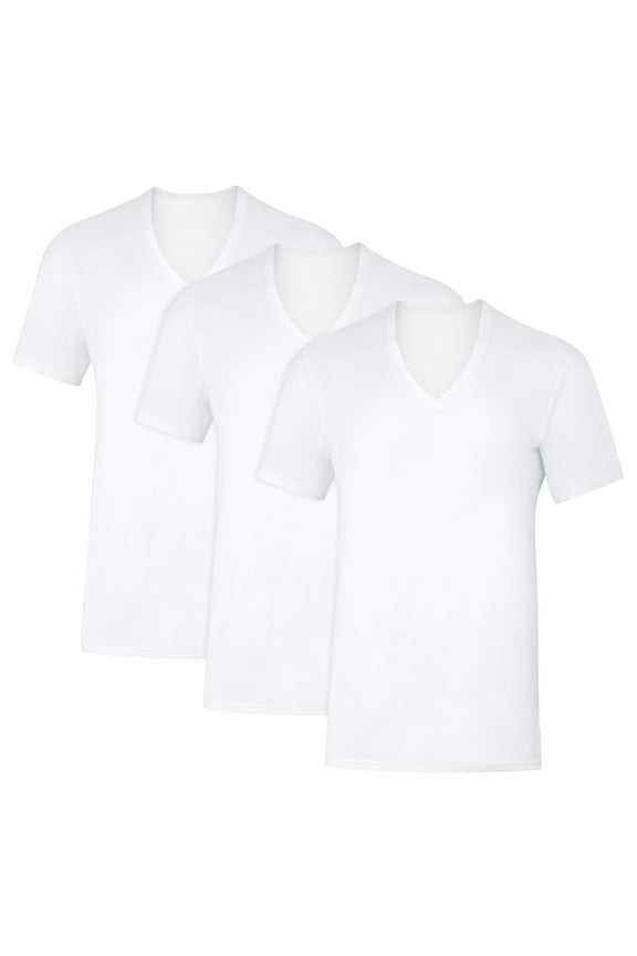 T-Shirt V-Neck with Sweat Block Tech, 3-Pack, White Tees