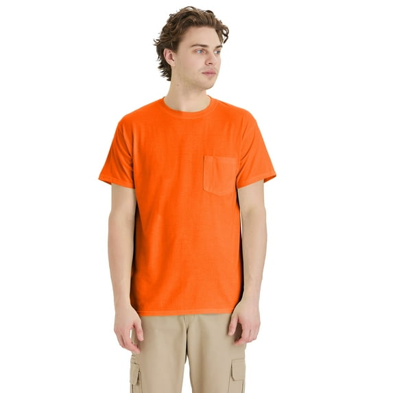 Hanes Men's T Shirt 2 Pack Pocket Short Sleeve Tee Value X Temp FreshIQ Workwear