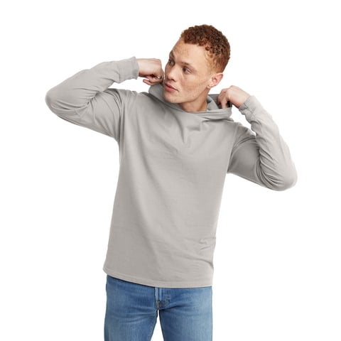 Men's T-Shirt Hoodie Garment Dyed Cotton Long Sleeve Jersey Tee sz S-3XL