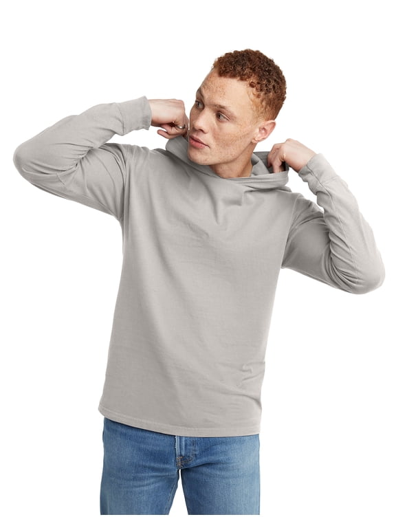 Men's T-Shirt Hoodie Garment Dyed Cotton Long Sleeve Jersey Tee sz S-3XL
