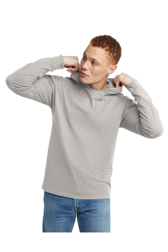 Men's T-Shirt Hoodie Garment Dyed Cotton Long Sleeve Jersey Tee sz S-3XL