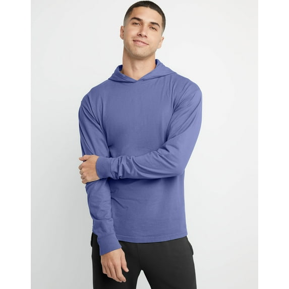 Hanes Men's T-Shirt Hoodie Garment Dyed Cotton Long Sleeve Jersey Tee sz S-3XL