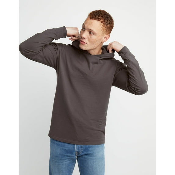 Hanes Men's T-Shirt Hoodie Garment Dyed Cotton Long Sleeve Jersey Tee sz S-3XL