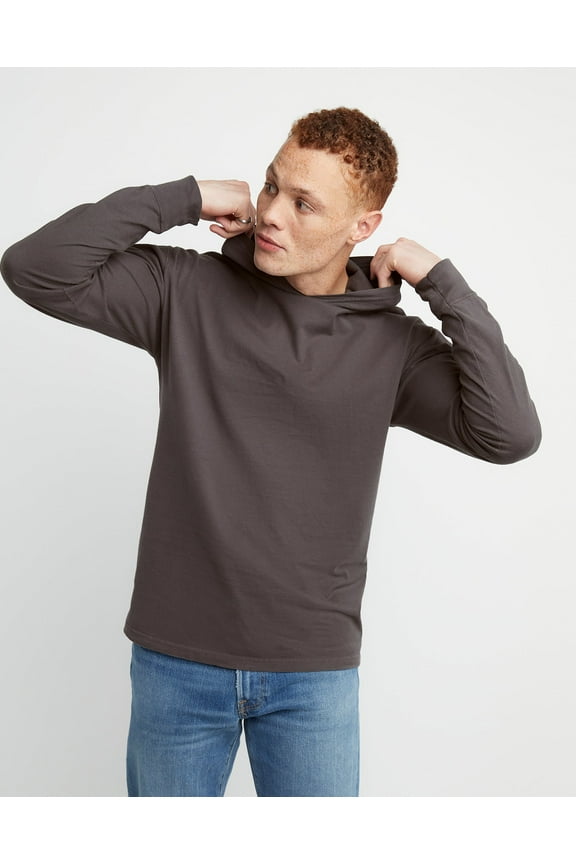 Men's T-Shirt Hoodie Garment Dyed Cotton Long Sleeve Jersey Tee sz S-3XL