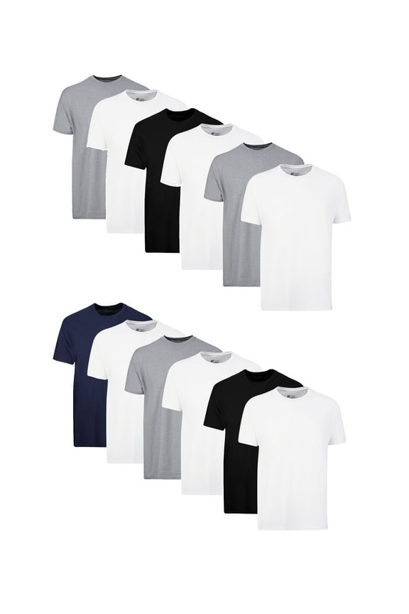 Undershirt Crewneck T-Shirt Pack, 12-Pack, Breathable Cotton, Moisture Wicking