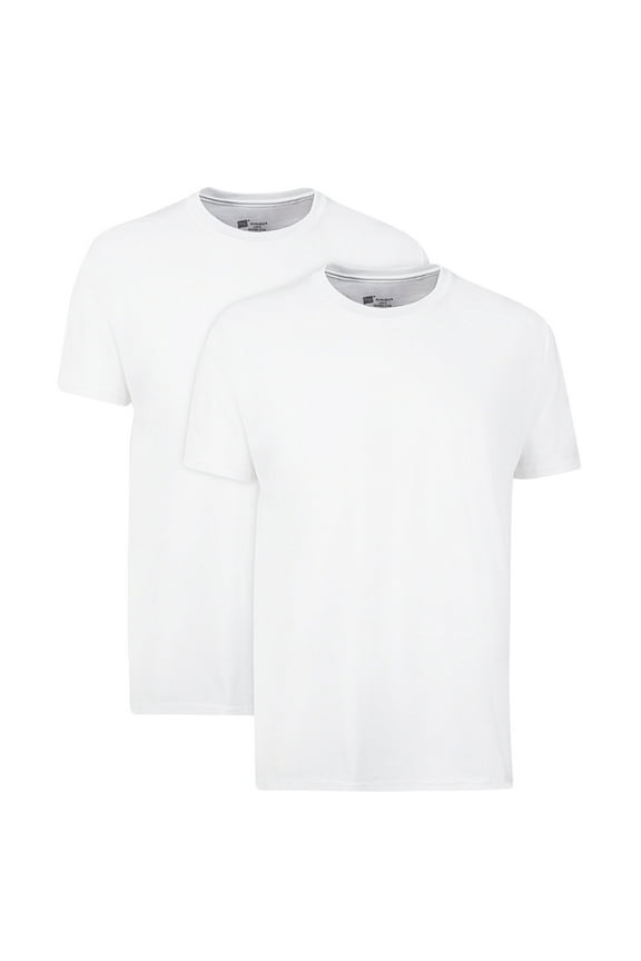 Men's T-Shirt Packs, Stay-Tucked Soft Cotton Undershirts, Best Undershirts for Men, White, 2-Pack