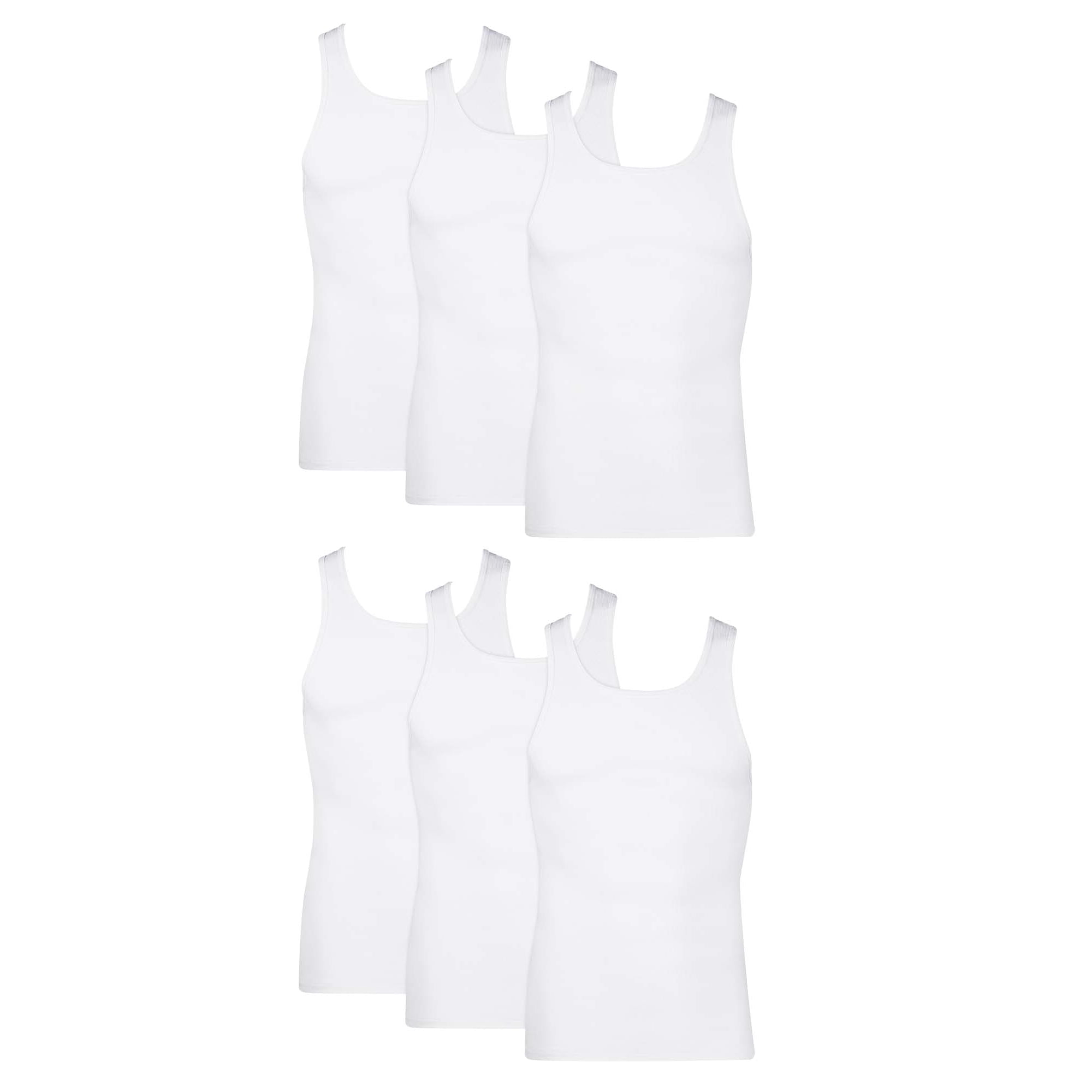 Hanes Men's Tagless ComfortSoft A-Shirts, White, Cotton Tank Tops