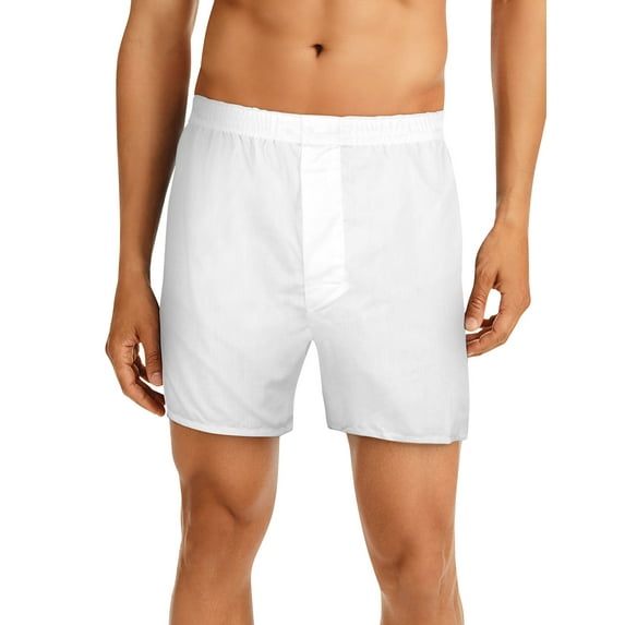 Hanes Men's TAGLESS Full-Cut Boxers 4-Pack White M