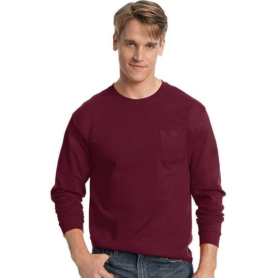 Hanes Men's TAGLESSÂ® Long-Sleeve T-Shirt with Pocket - 5596