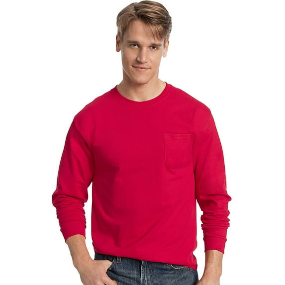 Hanes Men's TAGLESS® Long-Sleeve T-Shirt with Pocket - 5596