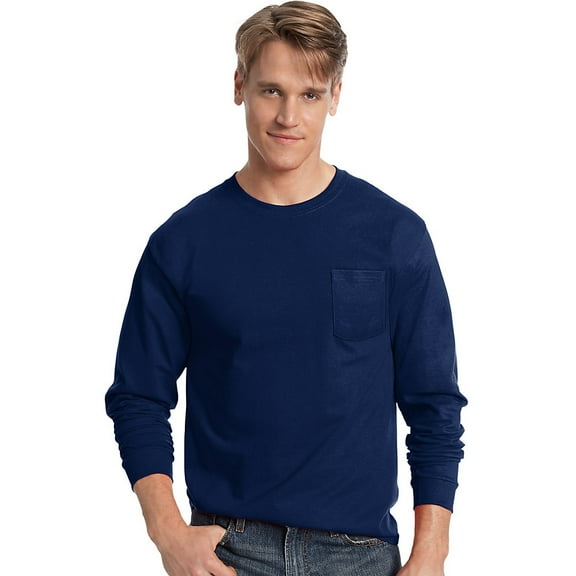 Hanes Men's TAGLESS® Long-Sleeve T-Shirt with Pocket - 5596