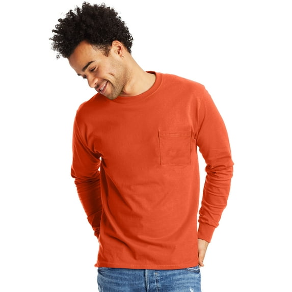 Hanes Men's TAGLESS Long-Sleeve T-Shirt with Pocket