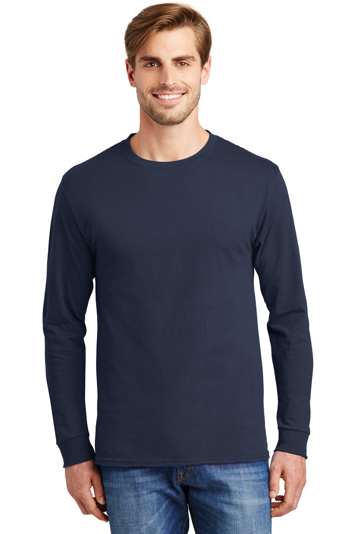 Hanes Men's Tagless 100% Cotton Long Sleeve T-Shirt 5586 - Walmart.com