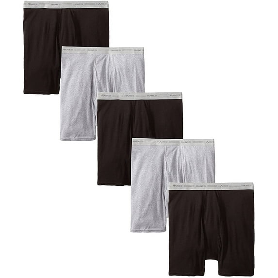 Hanes Men's Tagless Boxer Briefs with Comfort Flex Waistband XX-Large, Black/Grey - 5 Pack