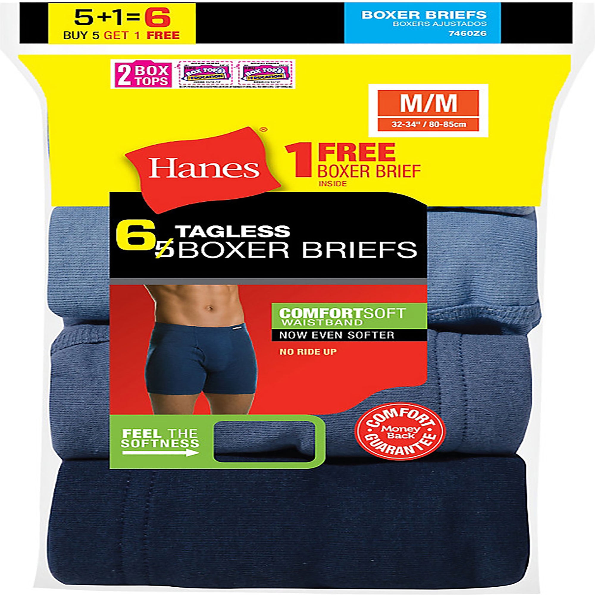 Hanes Men's Tagless Boxer Briefs with Waistband (6-Pack), Style