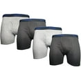 thumbnail image 1 of Hanes Men's Tagless ComfortBlend 4 Pack Boxer Briefs, Solid Black & Gray, 1 of 5