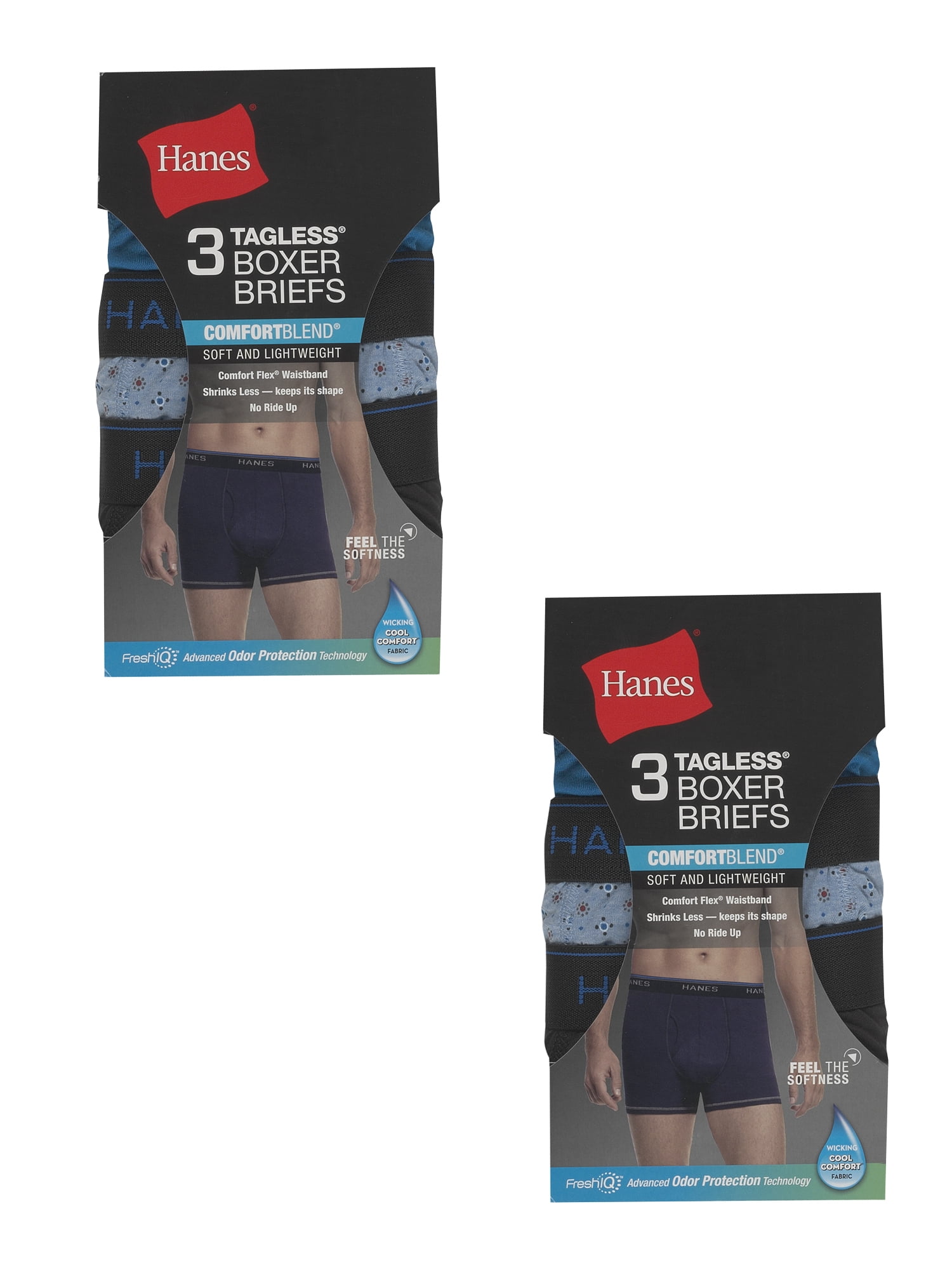 Hanes Men's Tagless ComfortBlend Assorted Boxer Briefs, 6-pack