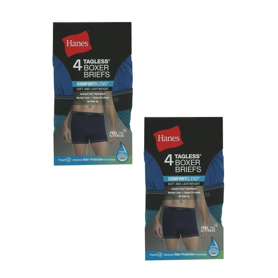 Hanes Men's Tagless ComfortBlend Assorted Boxer Briefs, 8-pack bundle
