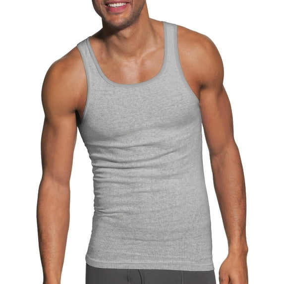 Hanes Men's Tagless ComfortSoft Dyed Tank Undershirt 6 Pack