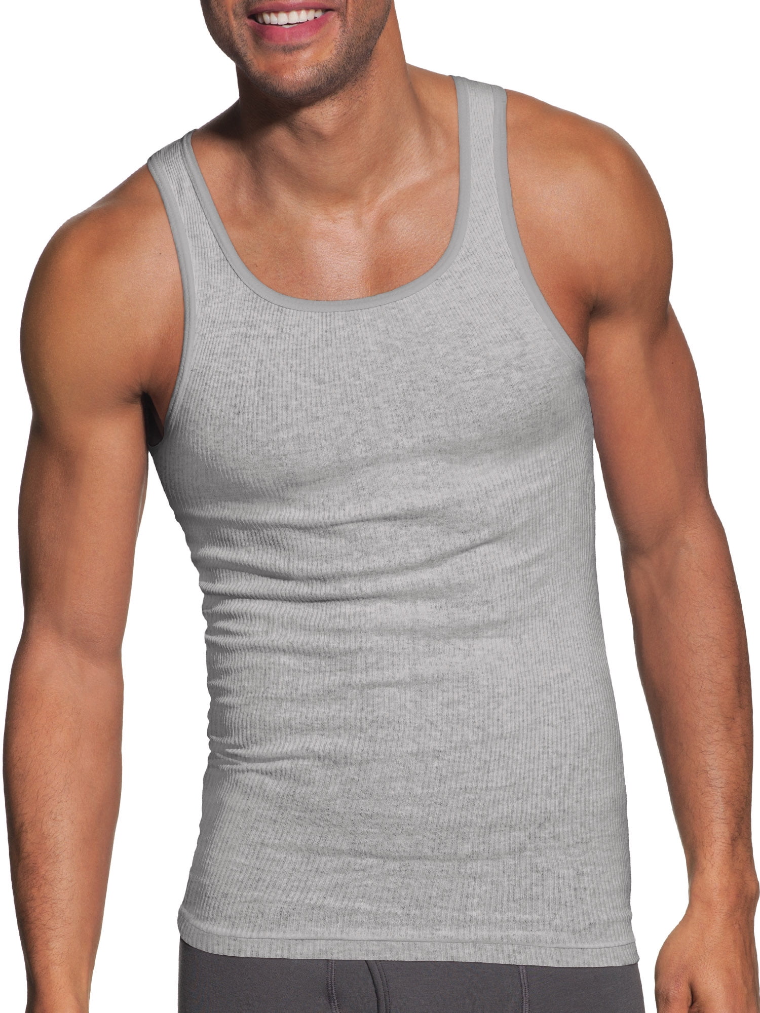 Hanes Men's Tagless ComfortSoft Dyed Tank Undershirt 6 Pack