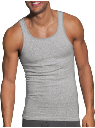 JMR Men Tank Tops 100% Cotton White Sleeveless Undershirts Tagless Ribbed  Slim Fit Muscle Tank Top with Scoop Neckline
