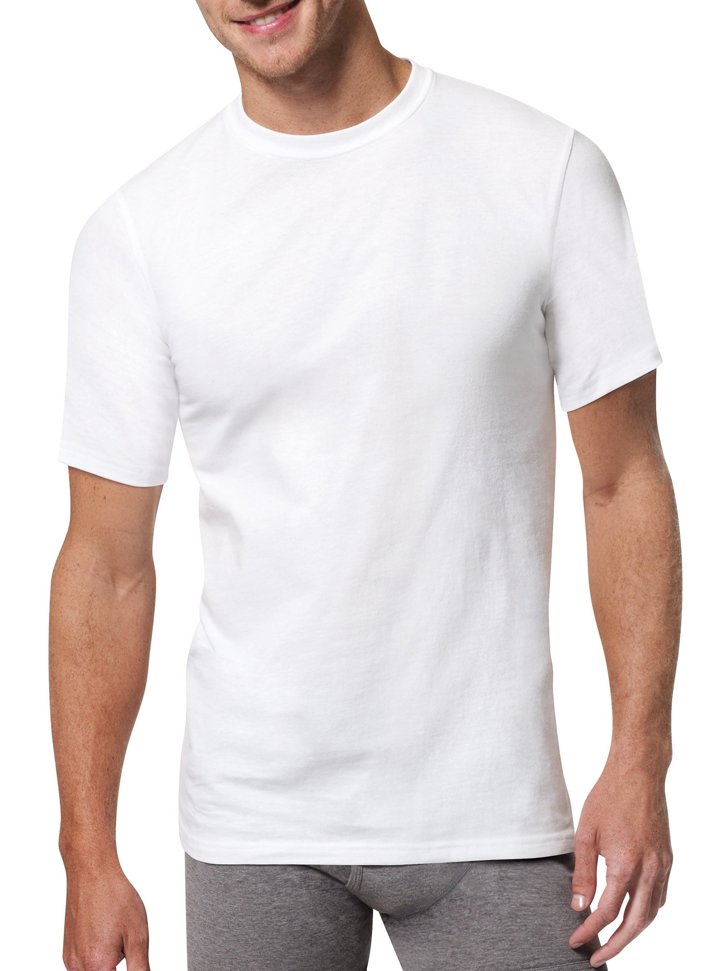 Hanes Men's Super Value Pack White Crew T-Shirt Undershirts, 10 Pack 