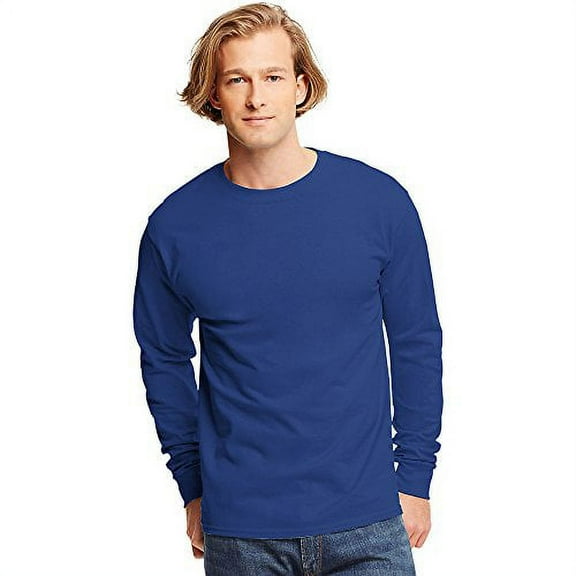 Hanes Men's Tagless Comfortsoft LS Tee Deep Royal Pack of 2 X-Large