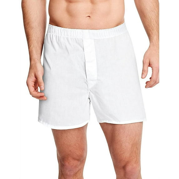 Hanes Men's Tagless Full-Cut Boxer with Comfort Flex Waistband 4-Pack_White_M