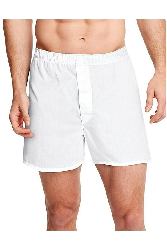 Men's Tagless Full-Cut Boxer with Comfort Flex Waistband 4-Pack_White_S