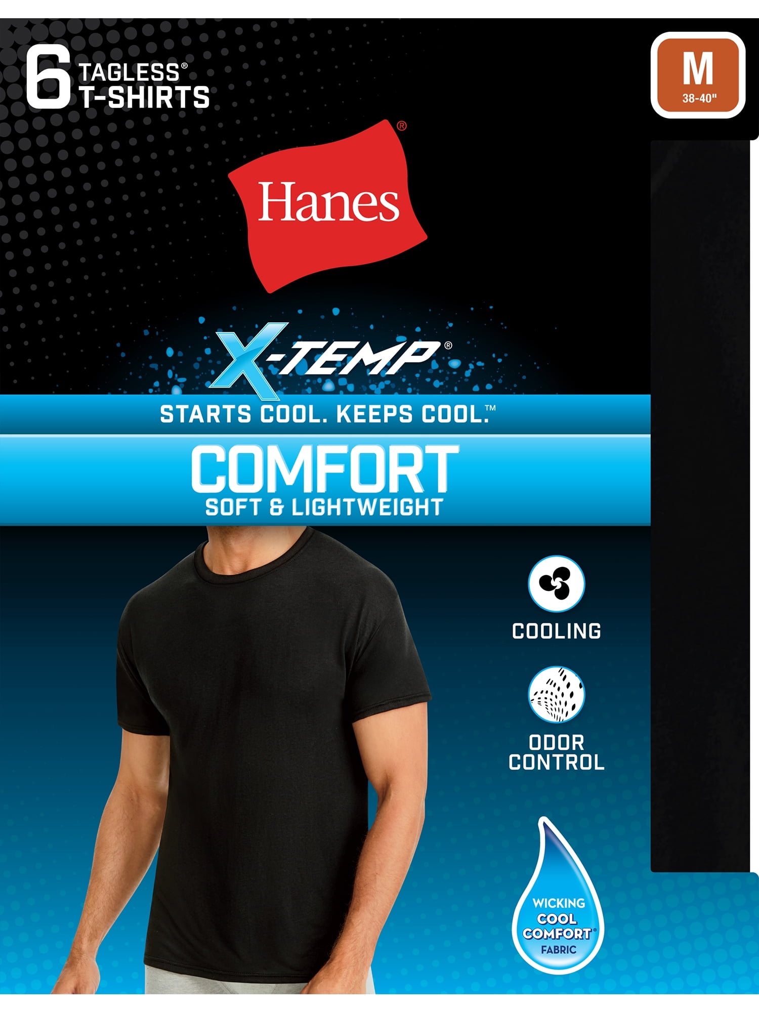 Hanes Men's ComfortSoft Tagless Crewneck T-Shirt 6-Pack Assorted L