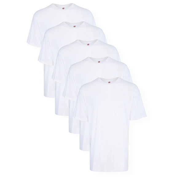 Hanes Men’s Tall 100% Cotton Crew Neck Undershirts, Tagless, Ultra Comfort, XX-Large Tall, White - 5 Pack
