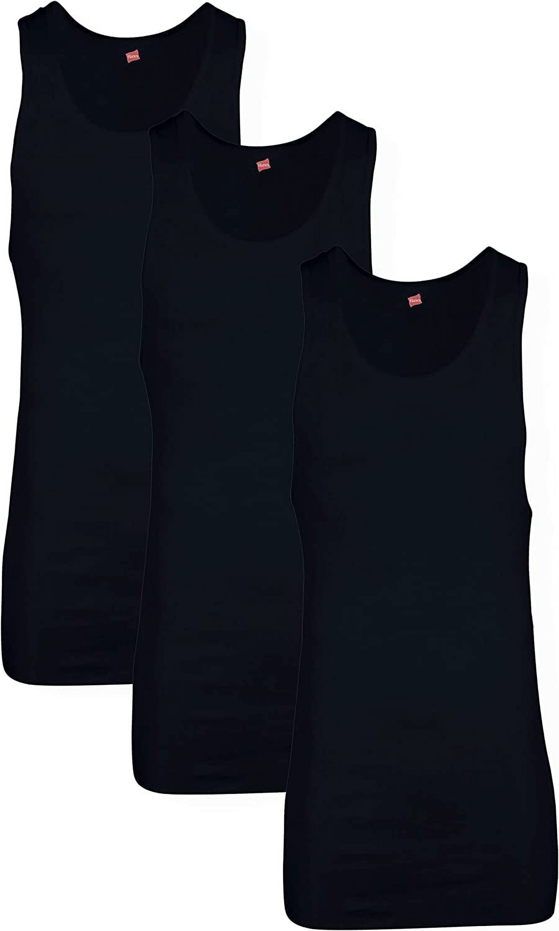 Hanes Men's Tall Man A-Shirt Tank Top, Black, 6X-Large/Tall (Pack of 3 ...