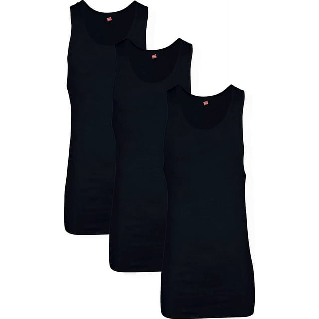 Hanes Men's Tall Man AShirt Tank Top, Black, 6XLarge/Tall (Pack of 3)