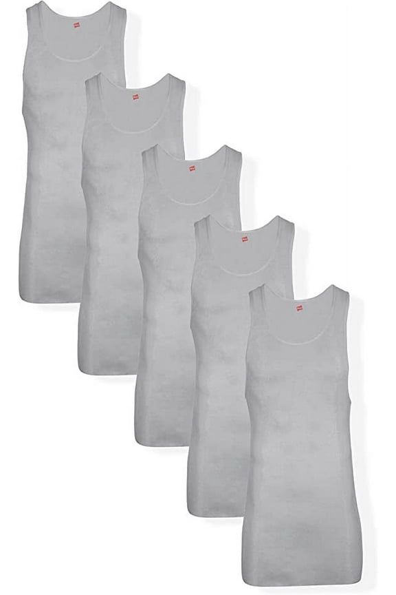 Men's Tall Man A-Shirt Tank Top, Gray, 3X-Large/Tall (Pack of 5)