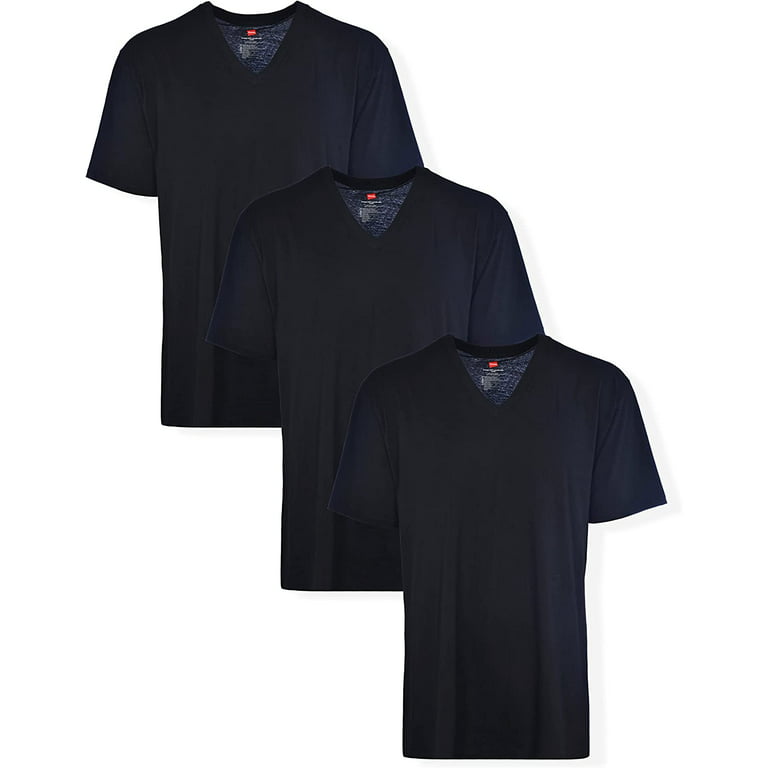 Hanes Men's Tall Man Cotton V-Neck Under T-Shirt 3 Pack, Black,3X-Large Tall