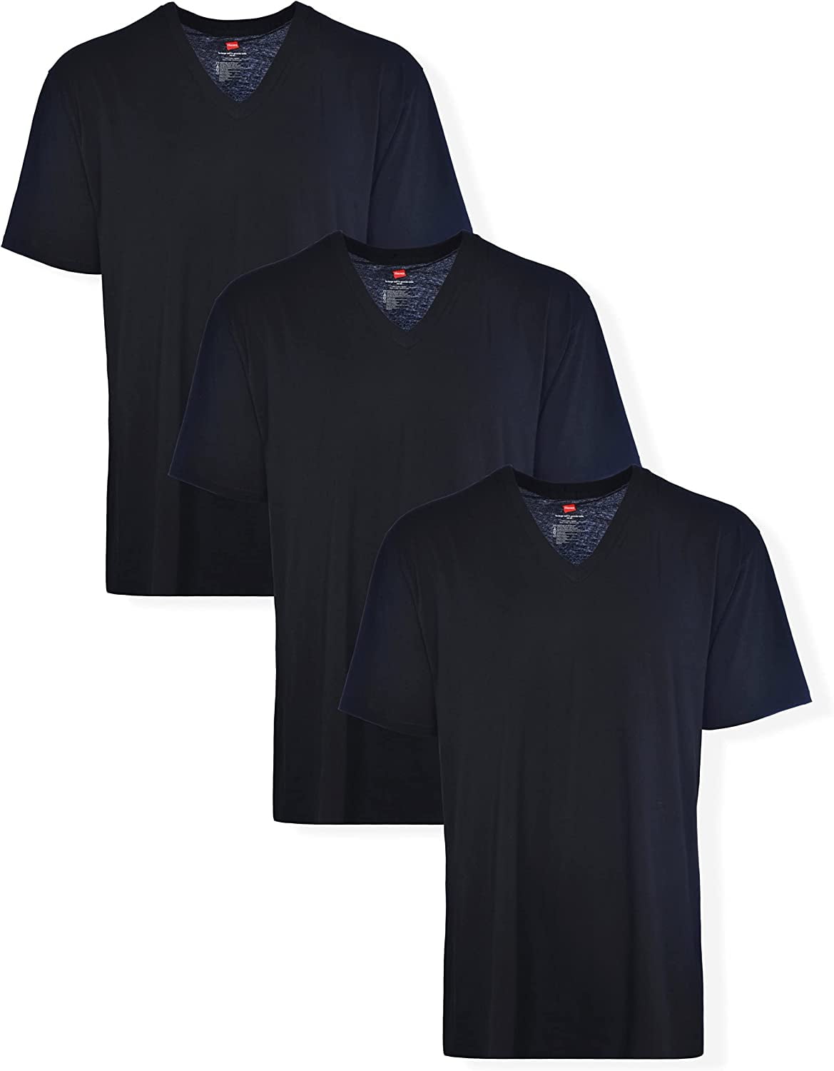 Hanes Men's Tall Man Cotton V-Neck Under T-Shirt 3 Pack, Black,XX-Large ...