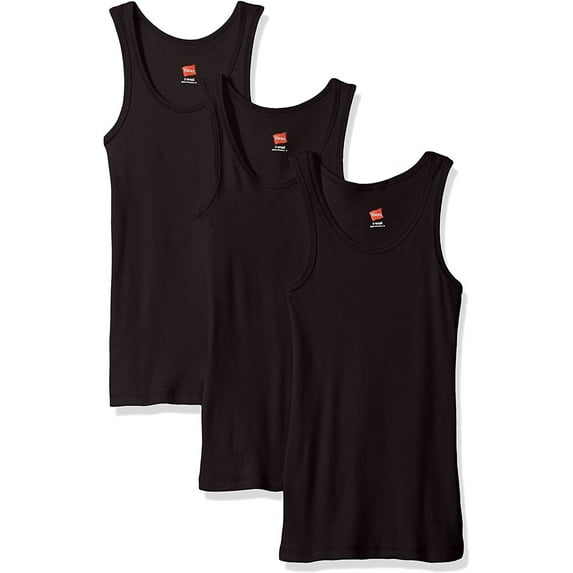Hanes Men's Tall Man Ribbed Tank Top (Pack of Three), Black, 3X-Large