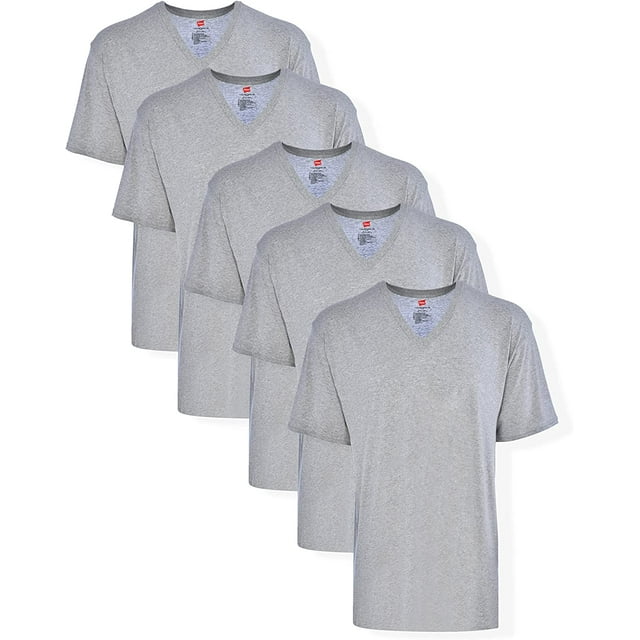Hanes Men's Tall Man V-Neck T-Shirt (Pack of 5) Gray, 3X-Large