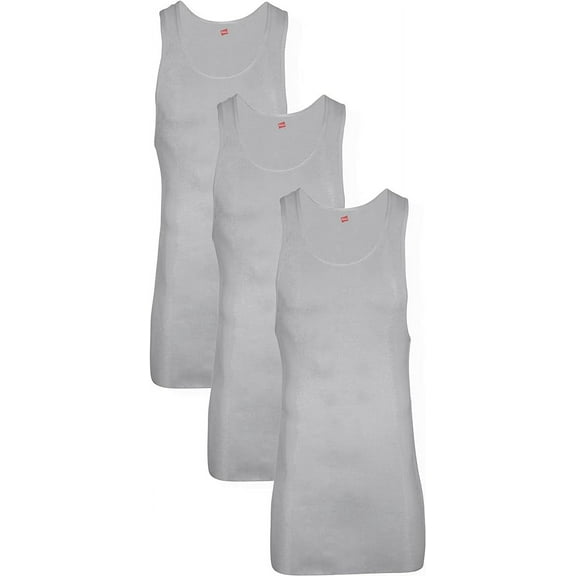 Hanes Men’s Tall 100% Cotton Ribbed Tank Tagless Undershirts, 3-Pack