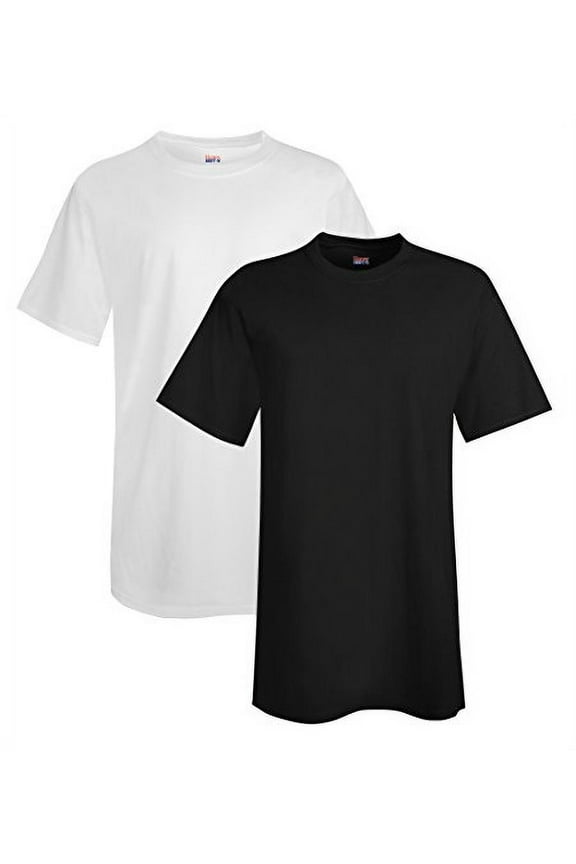 Men's BEEFY-T Short Sleeve T-shirt TALL 6.1 oz (Pack of 2) (1 Black / 1 White)
