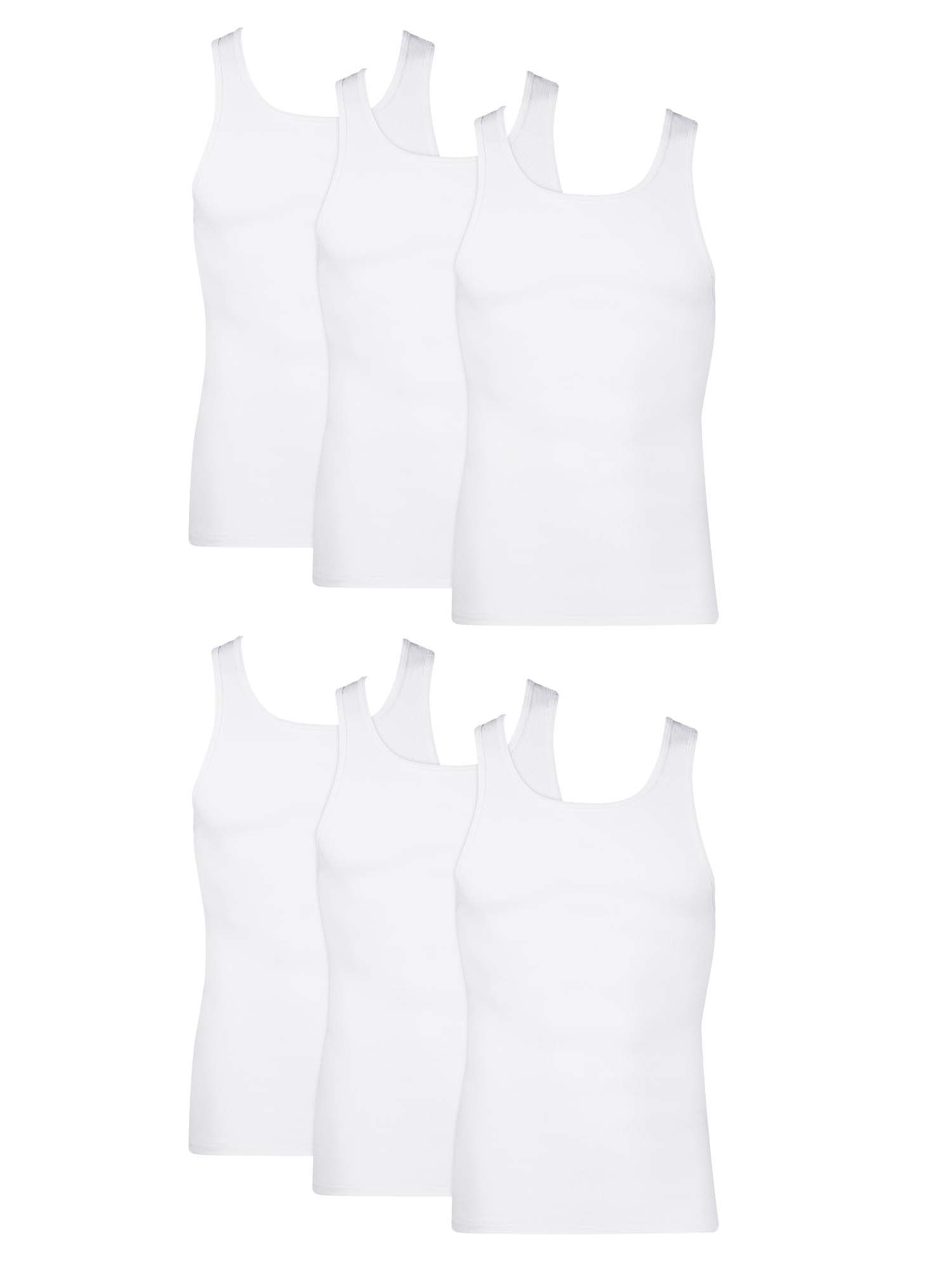 Hanes Men's Tank Top Undershirt Pack in White, Ribbed Moisture-Wicking Cotton, 6-Pack - image 1 of 10