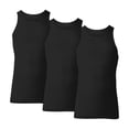 thumbnail image 1 of Hanes Men's Tank Tops Undershirt, Moisture-Wicking, Cotton Ribbed Tanks, Black, 3-Pack, 1 of 2