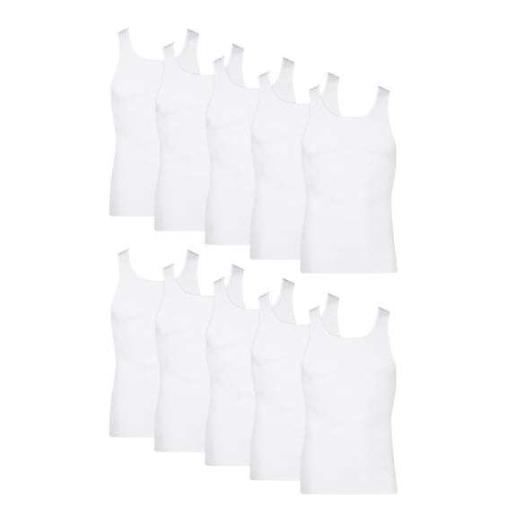 Hanes Men's Tank Tops Undershirt, Moisture-Wicking, Cotton Ribbed Tanks, White or Black/Grey Multipacks