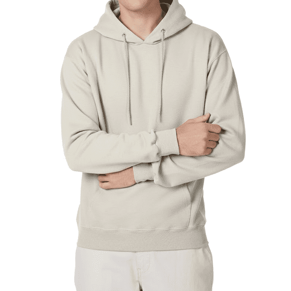 Hanes Men's Ultimate Cotton Hooded Sweatshirt, Long Sleeve Pullover Pocket Hoodie, Natural, S