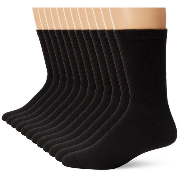 Hanes Men's Ultimate FreshIQ Cushion Crew Socks (Shoe Size 6-12) (12-14 / Shoe: 13-15, Black)