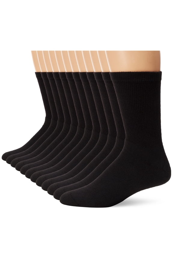Men's Ultimate FreshIQ Cushion Crew Socks (Shoe Size 6-12) (12-14 / Shoe: 13-15, Black)
