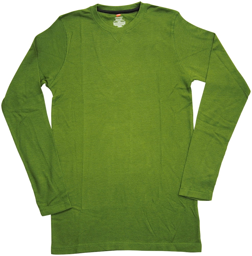 Hanes Men s Ultimate Waffle Thermal Crewneck Shirt Sleep Lounge Top 41214 Medium Olive Green
