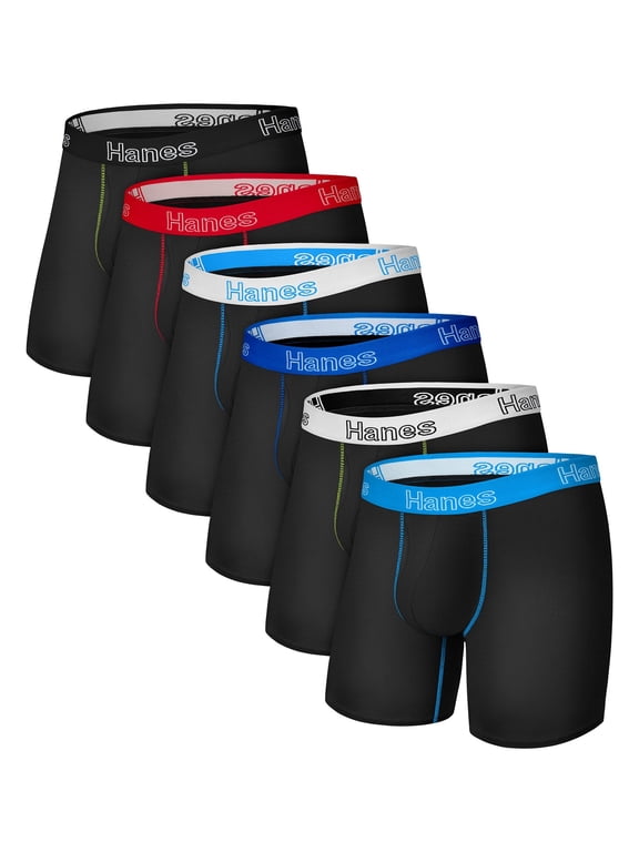 Men's Stretch Cotton Boxer Brief Underwear, Comfort Flex Fit, 6-Pack Assorted XL