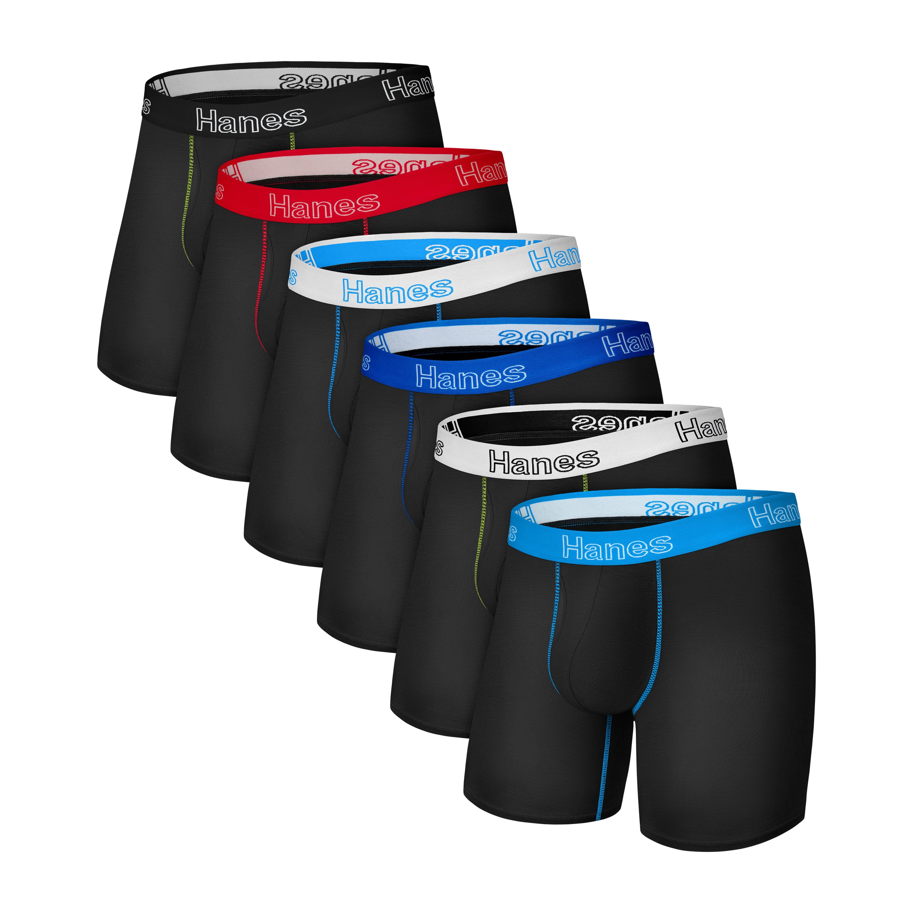Hanes Men's Cotton Stretch Boxer Briefs 6 Pack Moisture-Wicking