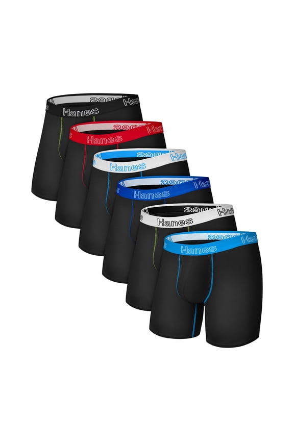 Underwear Boxer Briefs Pack, 6-Pack, Cool & Breathable, Moisture Wicking